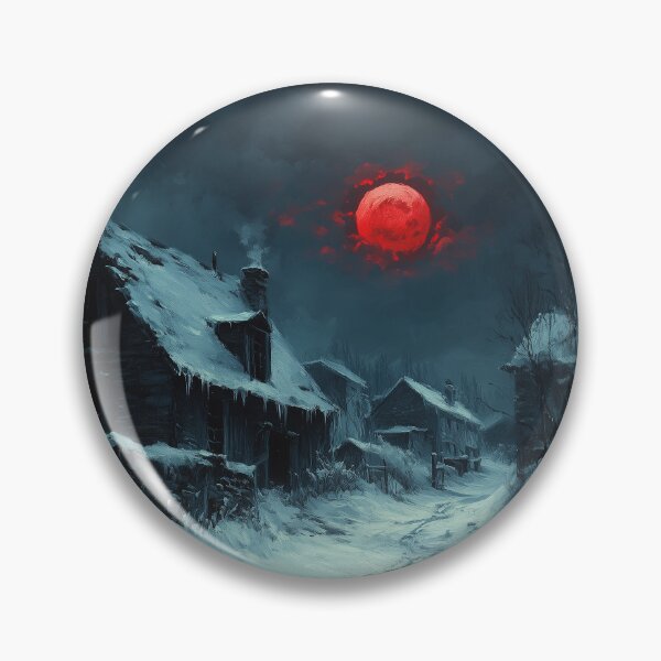 Item preview, Haunted Village Under Blood Moon – Dark Fantasy Horror Art designed and sold by VisualArtsOasis.