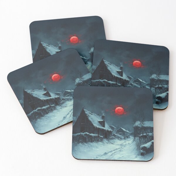 Item preview, Haunted Village Under Blood Moon – Dark Fantasy Horror Art designed and sold by VisualArtsOasis.