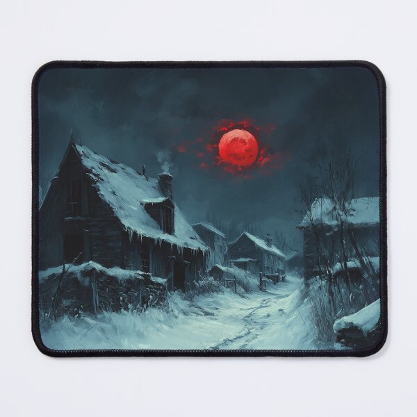 Item preview, Haunted Village Under Blood Moon – Dark Fantasy Horror Art designed and sold by VisualArtsOasis.