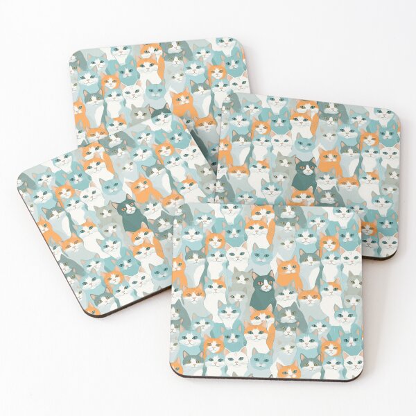 Item preview, Multi-Cat Pattern (orange and blue-green) designed and sold by Kataverse.