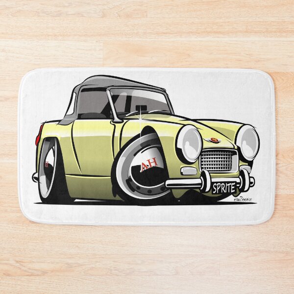 Item preview, Austin Healey Sprite mark 2 yellow caricature designed and sold by car2oonz.