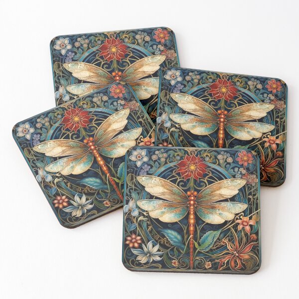 Item preview, Dragonfly in art nouveau style designed and sold by ChillaStudio.
