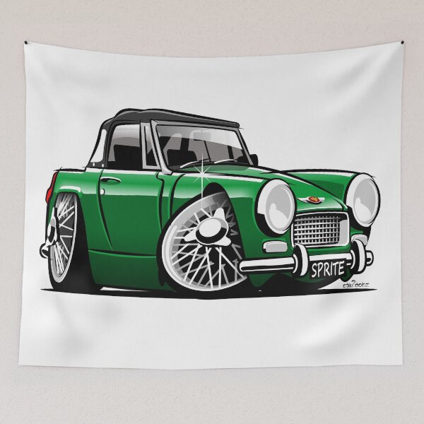 Item preview, Austin Healey Sprite mark 4 caricature green designed and sold by car2oonz.
