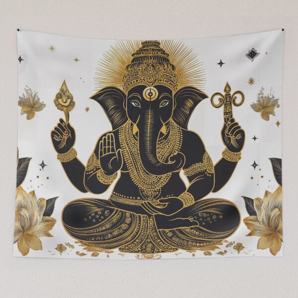 Item preview, Ganesha Hindu Deity Black & Gold Artwork  designed and sold by AdamesArtStudio.