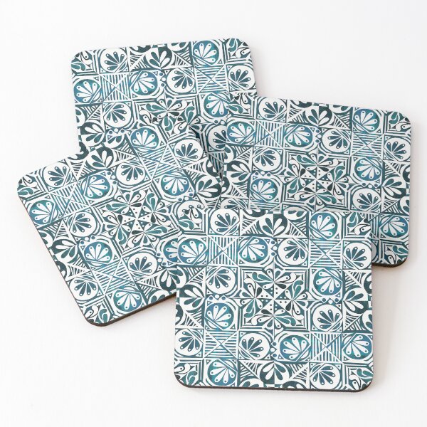 Item preview, Petrol floral tile pattern designed and sold by theJollyArtist.