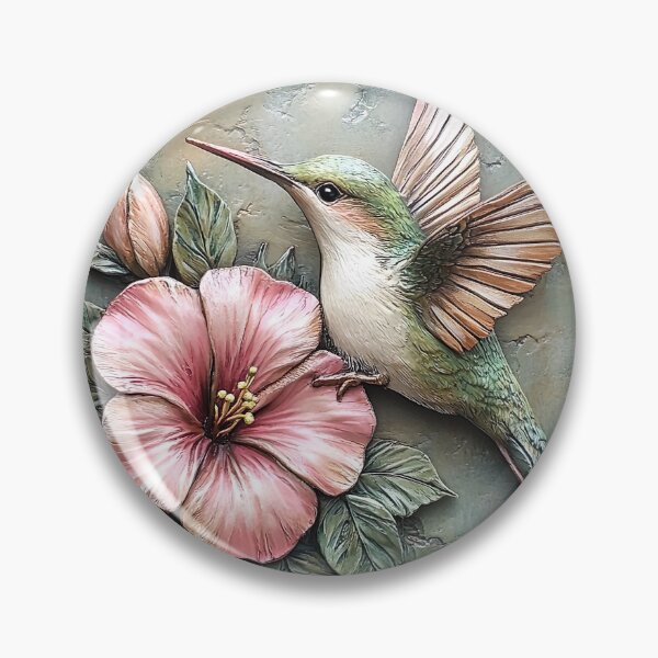 Item preview, Hummingbird on a pink flower designed and sold by ChillaStudio.