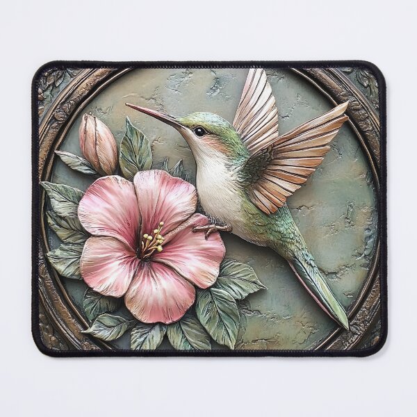 Item preview, Hummingbird on a pink flower designed and sold by ChillaStudio.