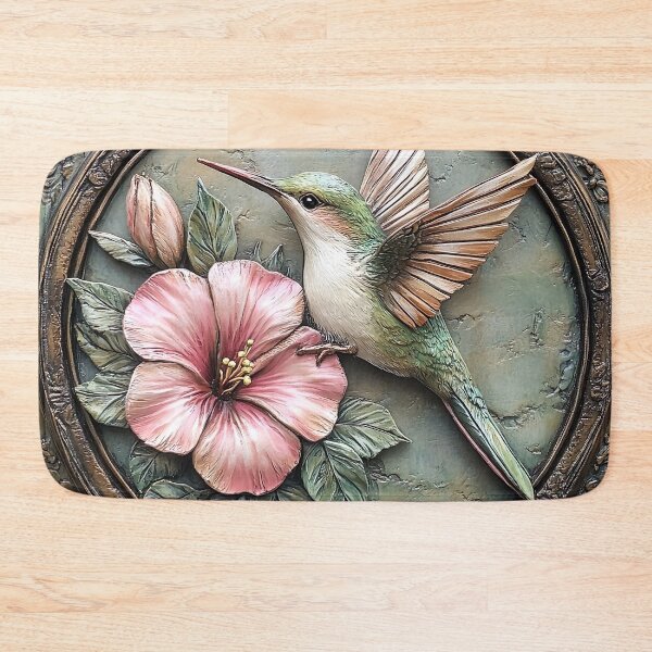 Item preview, Hummingbird on a pink flower designed and sold by ChillaStudio.