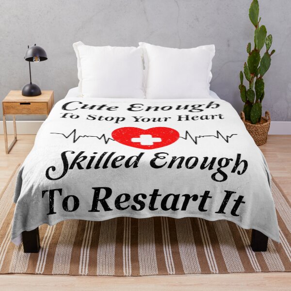 Item preview, cute enough to stop your heart skilled enough to restart it, for nurse, Funny EMS, Medical Humor, Gift for nurse, Gift for Paramedic, cute Nurse black designed and sold by ramwebroom.