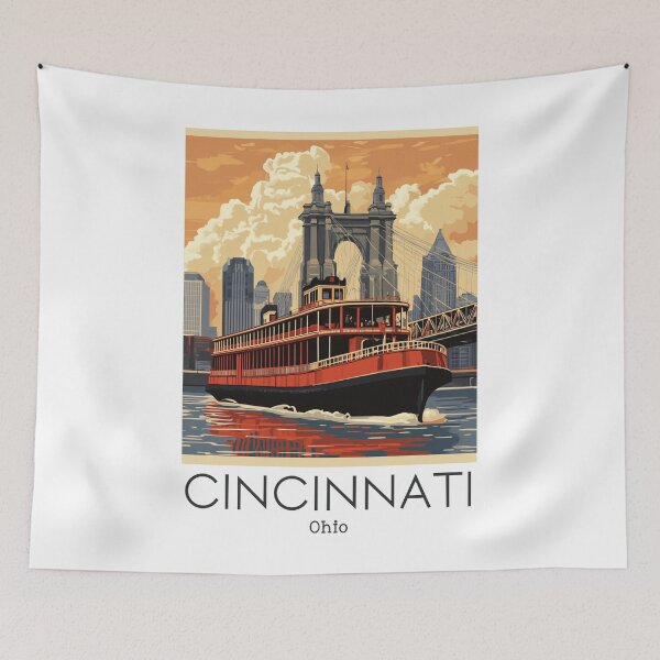 Item preview, A Vintage Travel Poster of Cincinnati - Ohio - The Queen City - United States designed and sold by GoodOldVintage.