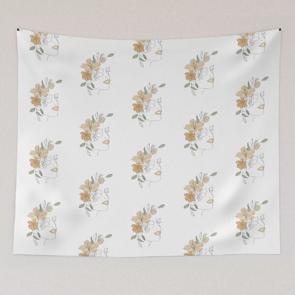 Item preview, Boho Style one line art women with floral pattern designed and sold by baybutterfly.