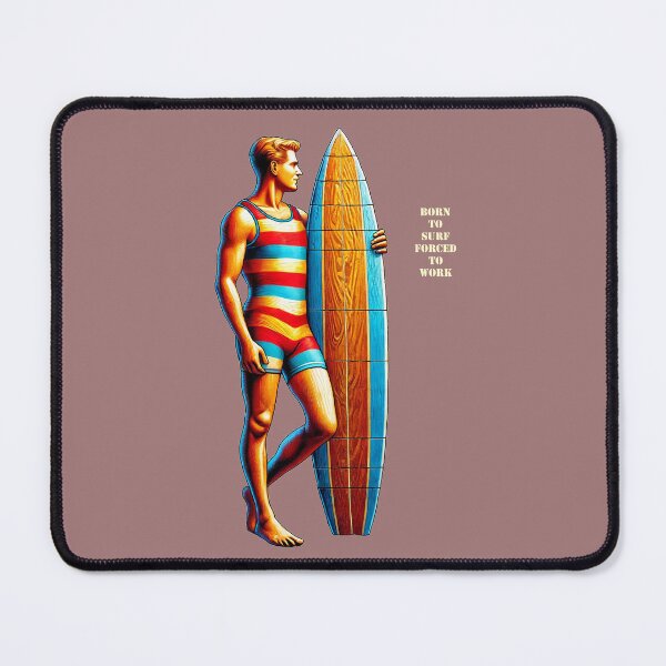 Item preview, Vintage Surfing Surfer on the Beach Holding his Surfboard URM designed and sold by urmaddad.