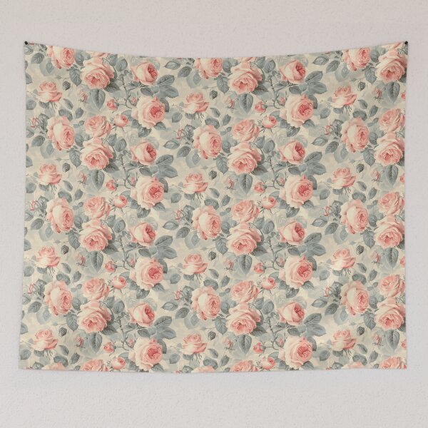 Item preview, Soft Pastel Roses Pink Sage Pattern designed and sold by sheprint.