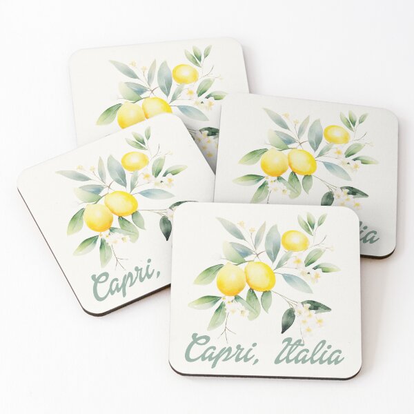Item preview, Capri Italia and Watercolor lemons lemon tree flowers and leaves  designed and sold by EmeraldeaArt.