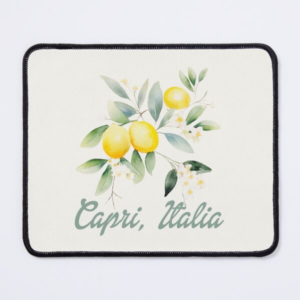Item preview, Capri Italia and Watercolor lemons lemon tree flowers and leaves  designed and sold by EmeraldeaArt.