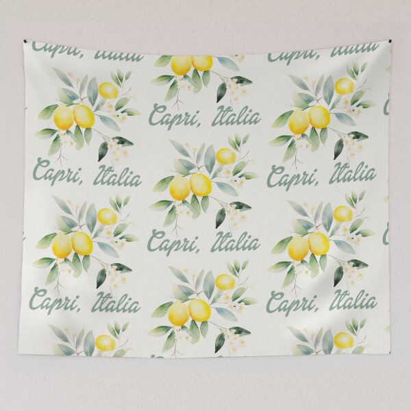 Item preview, Capri Italia and Watercolor lemons lemon tree flowers and leaves  designed and sold by EmeraldeaArt.