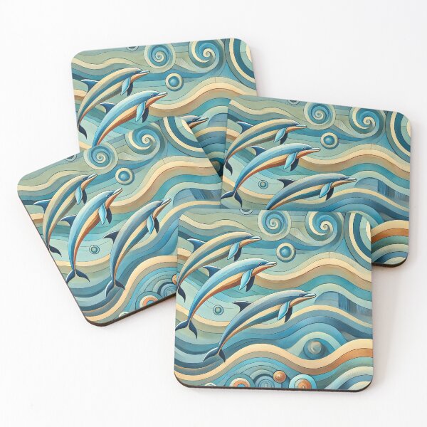 Item preview, Dolphins Swimming Folk Art Style designed and sold by alw951.