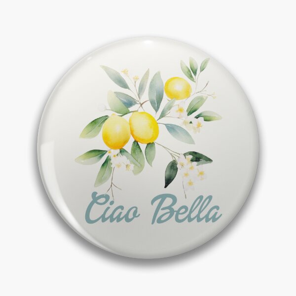 Item preview, Ciao Bella Italian text and Watercolor lemons lemon tree flowers and leaves  designed and sold by EmeraldeaArt.