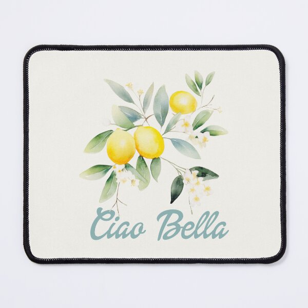 Item preview, Ciao Bella Italian text and Watercolor lemons lemon tree flowers and leaves  designed and sold by EmeraldeaArt.