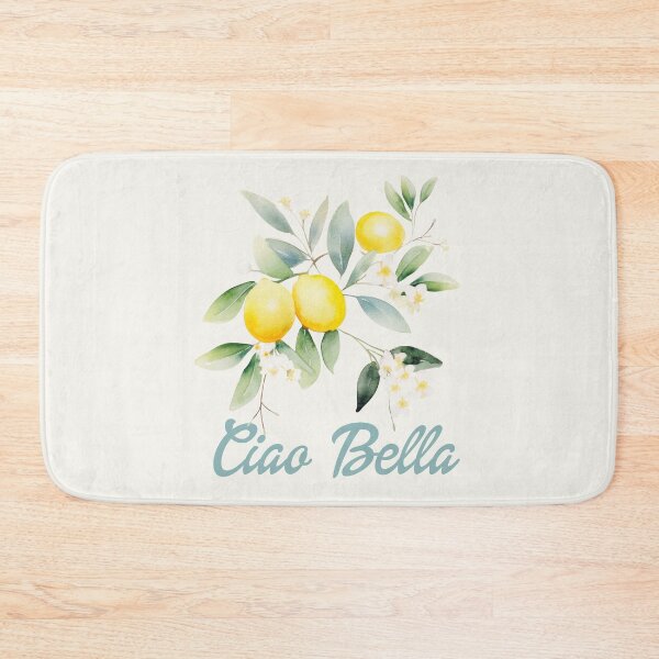 Item preview, Ciao Bella Italian text and Watercolor lemons lemon tree flowers and leaves  designed and sold by EmeraldeaArt.