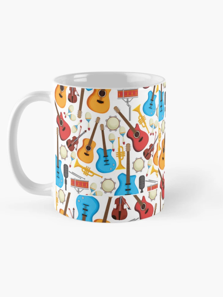 Thumbnail 5 of 6, Coffee Mug, Musical Instruments Pattern Background designed and sold by RubyCollection.