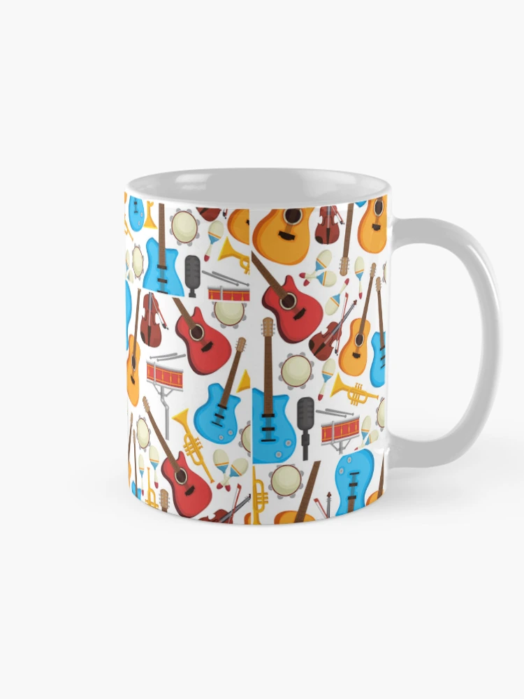 Thumbnail 3 of 6, Coffee Mug, Musical Instruments Pattern Background designed and sold by RubyCollection.
