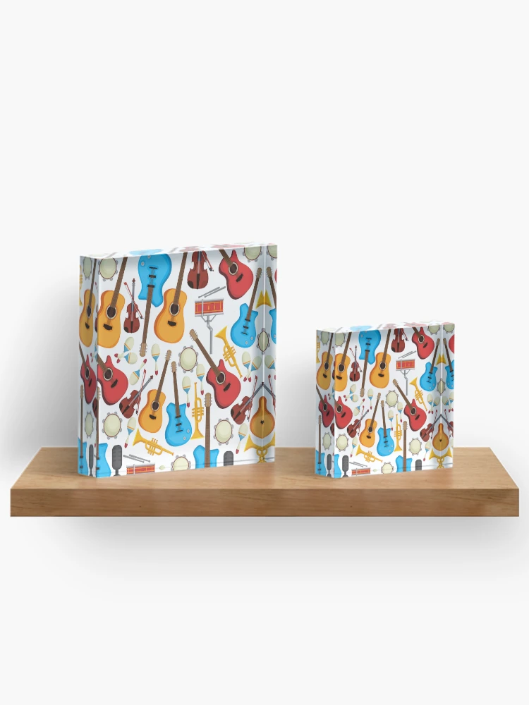 Thumbnail 3 of 5, Acrylic Block, Musical Instruments Pattern Background designed and sold by RubyCollection.