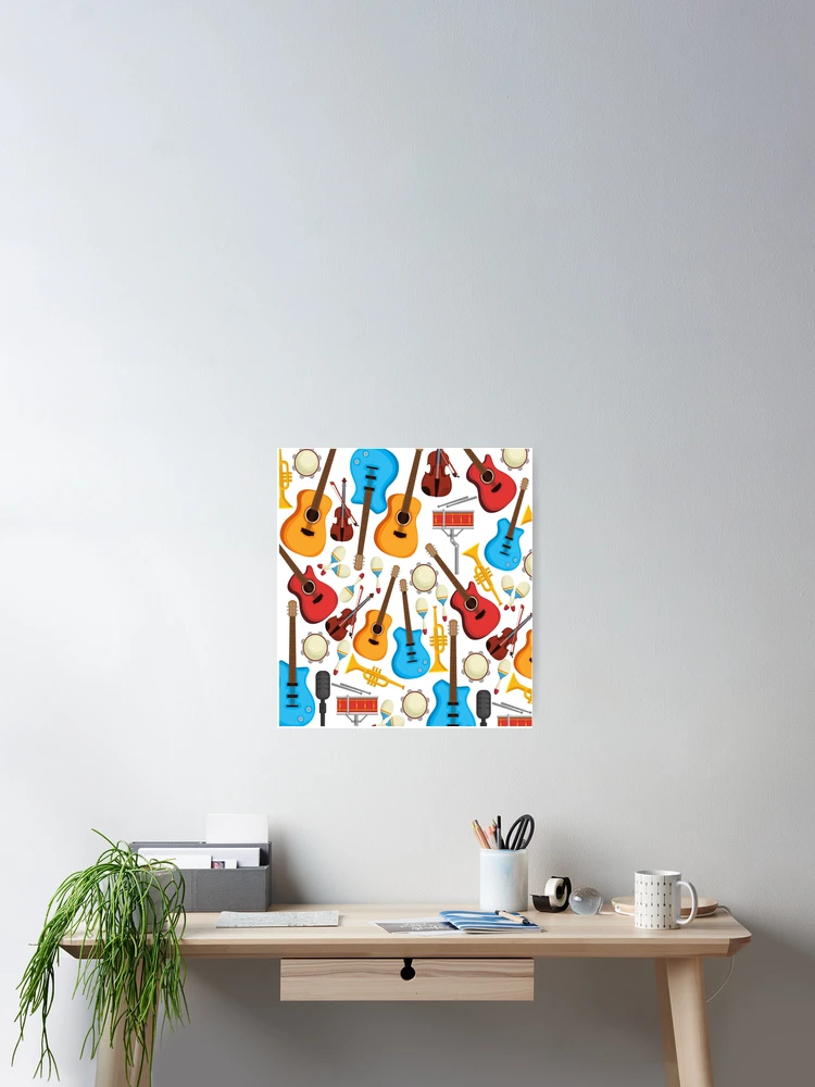 Thumbnail 2 of 3, Poster, Musical Instruments Pattern Background designed and sold by RubyCollection.