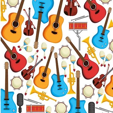 Artwork thumbnail, Musical Instruments Pattern Background by RubyCollection