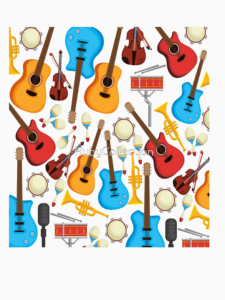 Thumbnail 6 of 6, Pullover Hoodie, Musical Instruments Pattern Background designed and sold by RubyCollection.