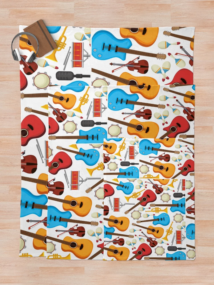Thumbnail 5 of 6, Throw Blanket, Musical Instruments Pattern Background designed and sold by RubyCollection.