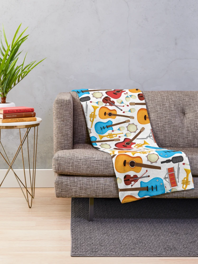 Thumbnail 2 of 6, Throw Blanket, Musical Instruments Pattern Background designed and sold by RubyCollection.