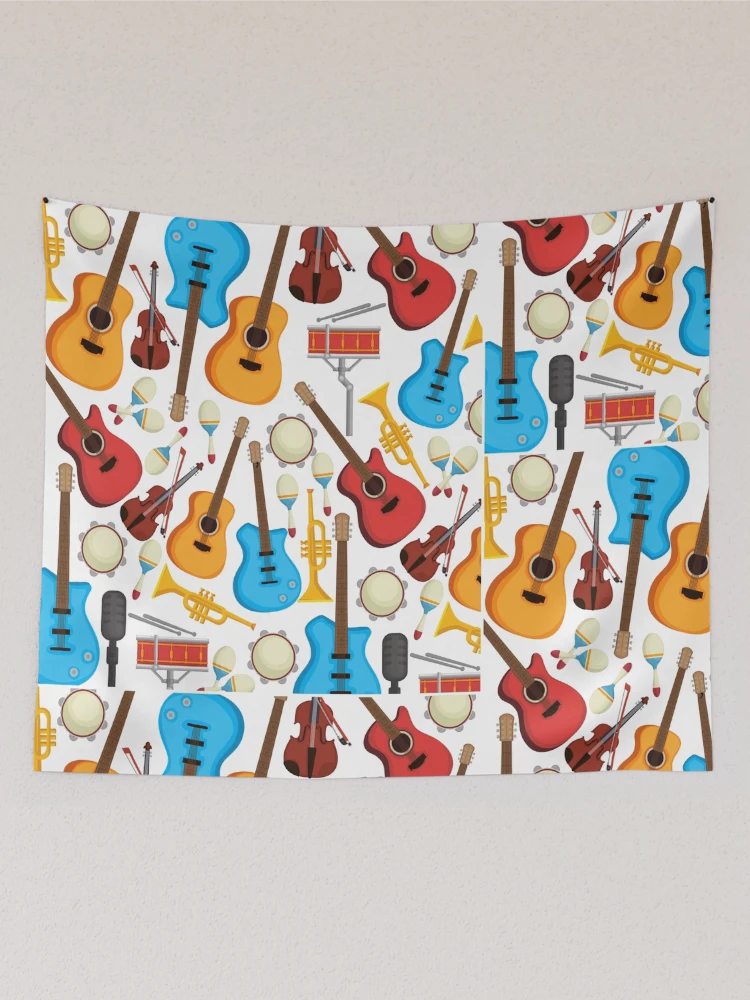 Thumbnail 2 of 3, Tapestry, Musical Instruments Pattern Background designed and sold by RubyCollection.