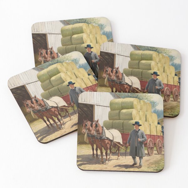Item preview,   Impressionist 1800s Amish Scene with Horses and Wagon designed and sold by AnimalAirtistry.