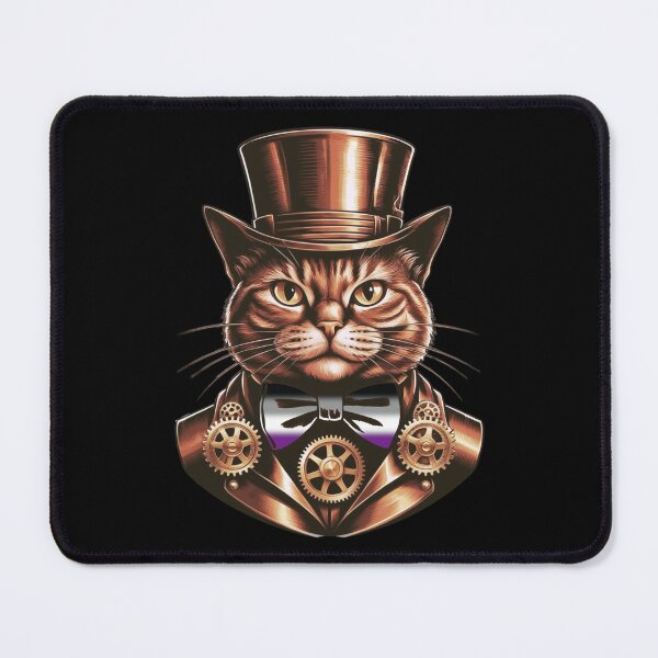 Item preview, Steampunk Cat with Asexual Flag Bow Tie – Asexual Pride Art Design designed and sold by Travelslightly.