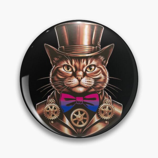 Item preview, Steampunk Cat with Bisexual Flag Bow Tie – Bisexual Pride Art Design designed and sold by Travelslightly.