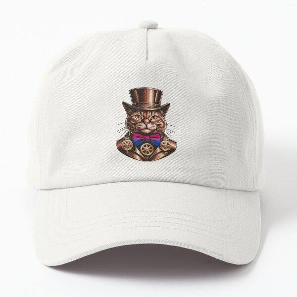 Aperçu de l'œuvre Chat Steampunk avec nœud papillon drapeau bisexuel – Bisexual Pride Art Design créée et vendue par Travelslightly.
