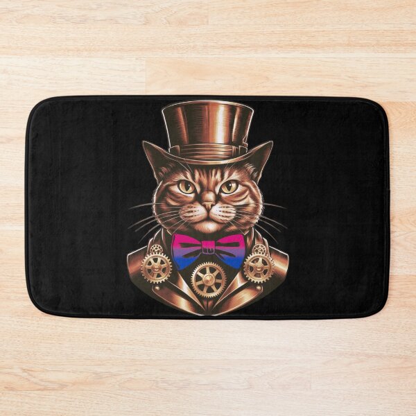 Item preview, Steampunk Cat with Bisexual Flag Bow Tie – Bisexual Pride Art Design designed and sold by Travelslightly.