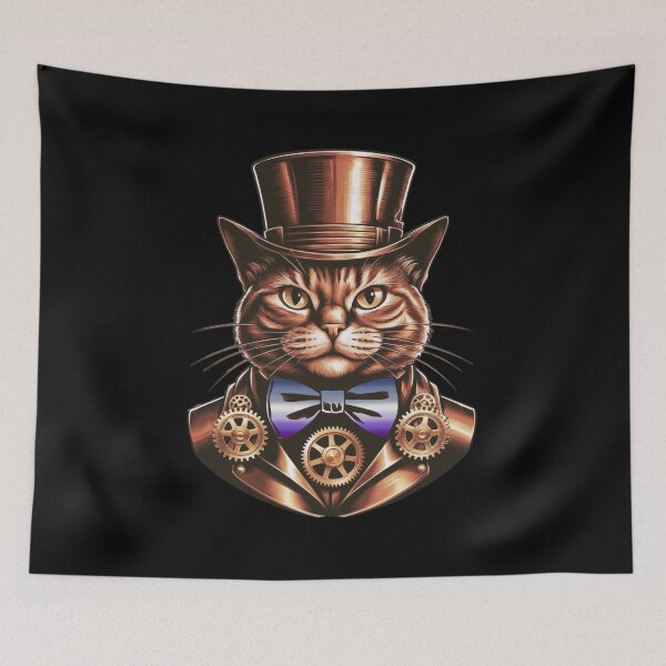 Item preview, Steampunk Cat with Butch Flag Bow Tie – Butch Pride Art Design designed and sold by Travelslightly.
