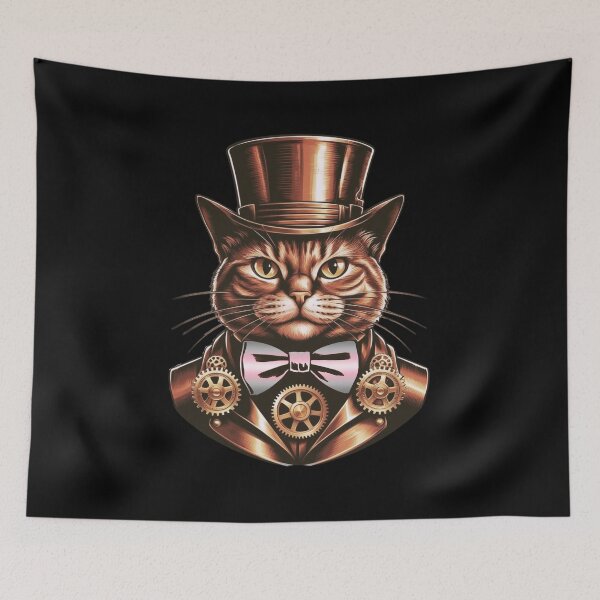 Item preview, Steampunk Cat with Demigirl Flag Bow Tie – Demigirl Pride Art Design designed and sold by Travelslightly.