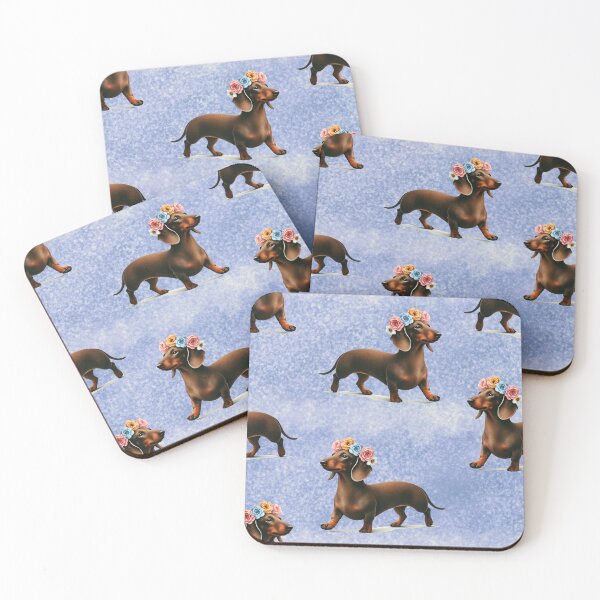 Item preview, Adorable Dachshund with Flower Crown - Pattern Design designed and sold by CritterManiaUK.