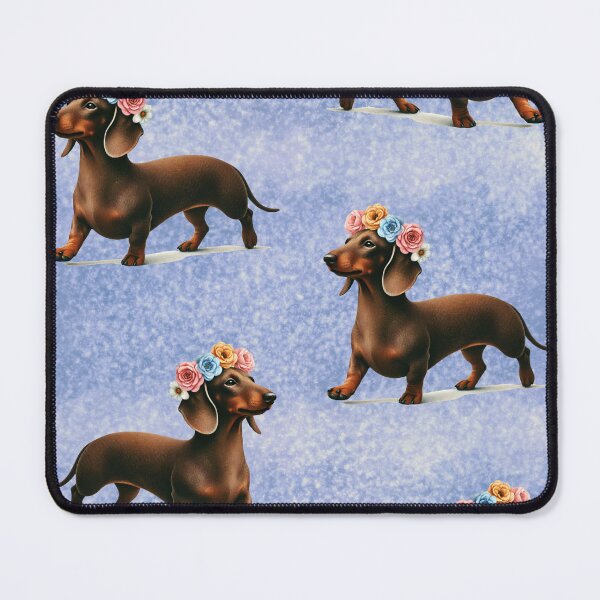 Item preview, Adorable Dachshund with Flower Crown - Pattern Design designed and sold by CritterManiaUK.