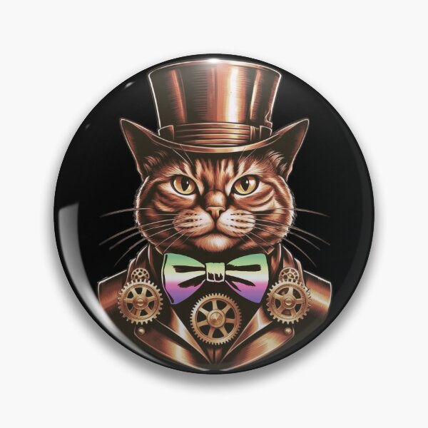 Item preview, Steampunk Cat with Genderfae Flag Bow Tie – Genderdoe Pride Art Design designed and sold by Travelslightly.