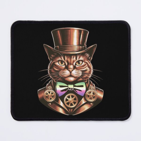 Item preview, Steampunk Cat with Genderfae Flag Bow Tie – Genderdoe Pride Art Design designed and sold by Travelslightly.