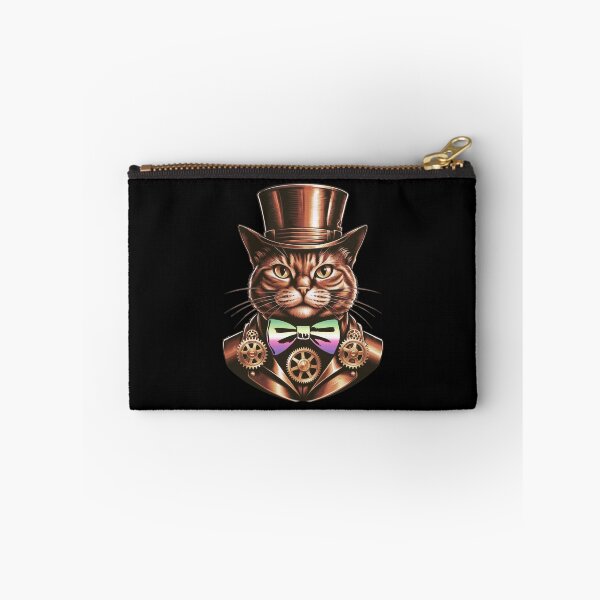 Item preview, Steampunk Cat with Genderfae Flag Bow Tie – Genderdoe Pride Art Design designed and sold by Travelslightly.