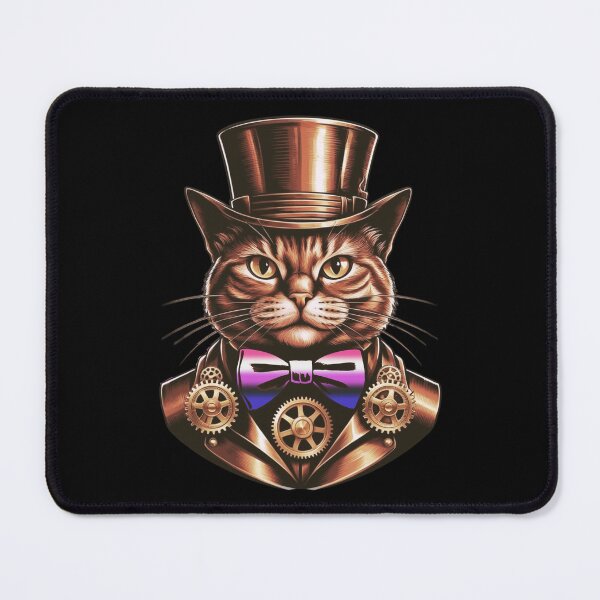 Item preview, Steampunk Cat with Genderfluid Flag Bow Tie – Genderfluid Pride Art Design designed and sold by Travelslightly.