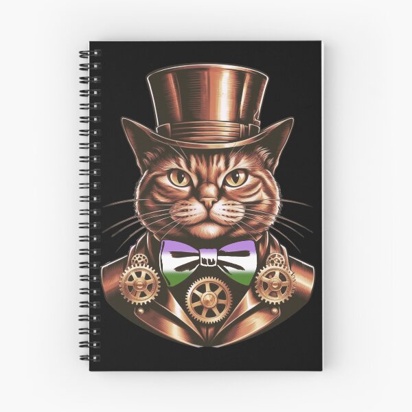 Item preview, Steampunk Cat with Genderqueer Flag Bow Tie – Genderqueer Pride Art Design designed and sold by Travelslightly.