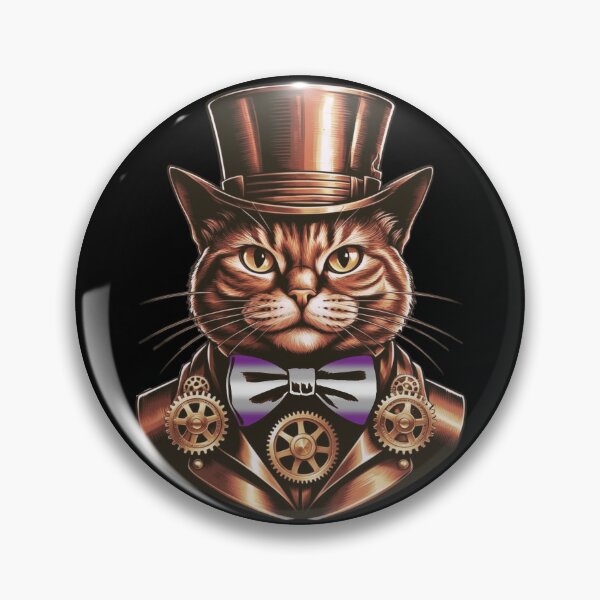 Item preview, Steampunk Cat with Greysexual Flag Bow Tie – Graysexual Pride Art Design designed and sold by Travelslightly.