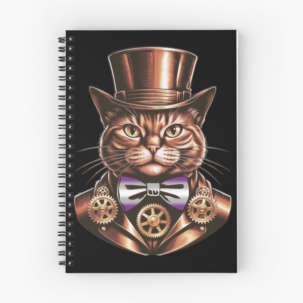 Item preview, Steampunk Cat with Greysexual Flag Bow Tie – Graysexual Pride Art Design designed and sold by Travelslightly.
