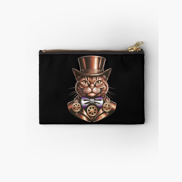 Item preview, Steampunk Cat with Greysexual Flag Bow Tie – Graysexual Pride Art Design designed and sold by Travelslightly.